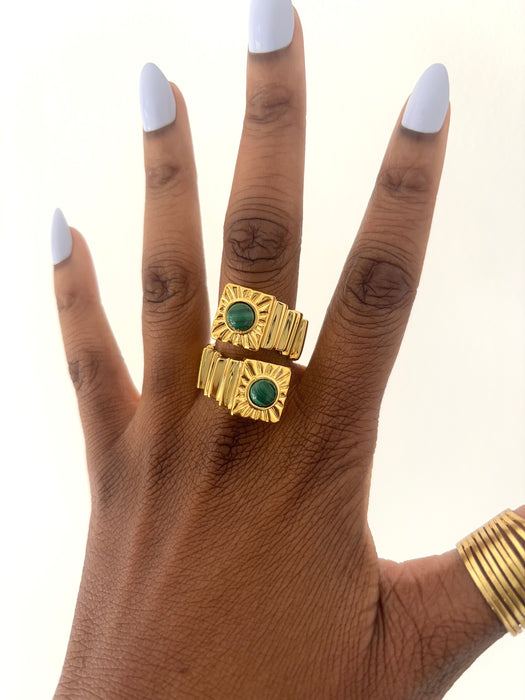 Sun Goddess Geometric Statement Ring