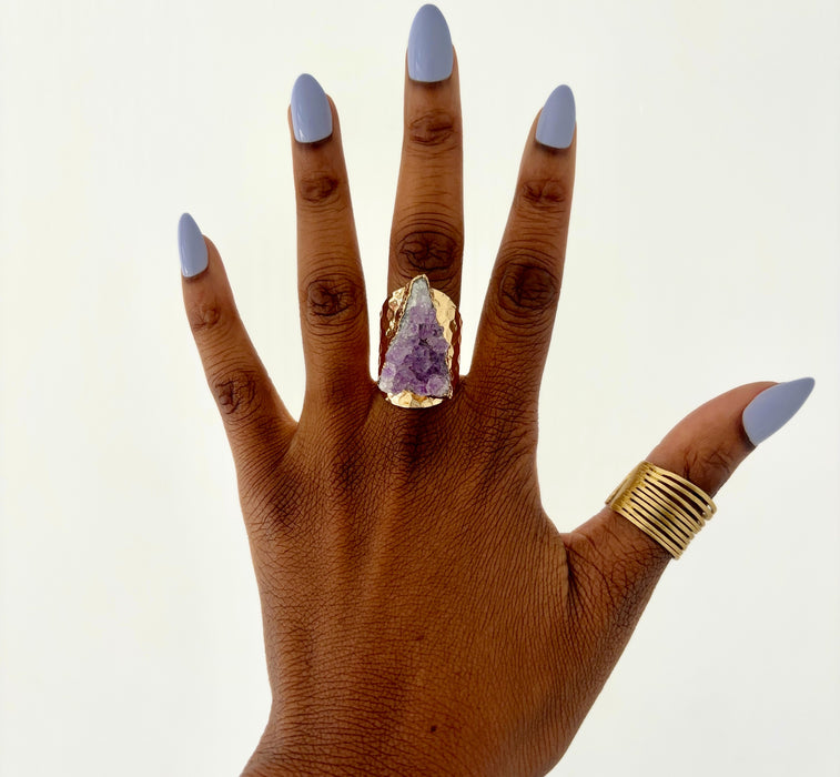 Anillo de racimo de amatista