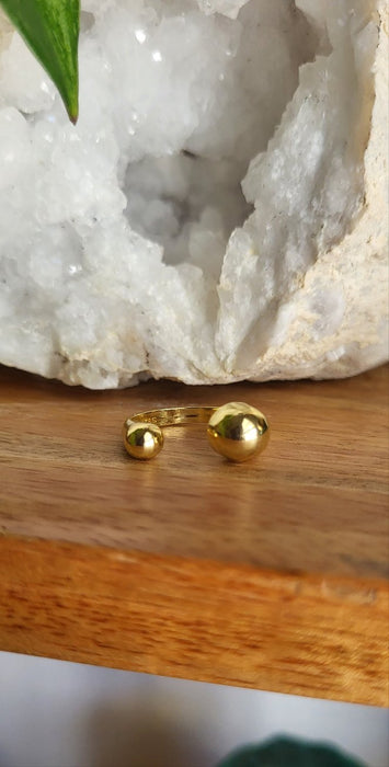 Anillo Doble Bola Oro 18K