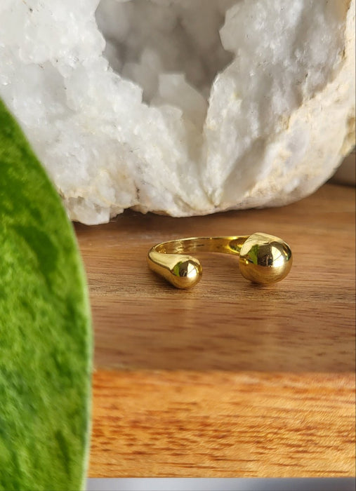 Anillo Doble Bola Oro 18K
