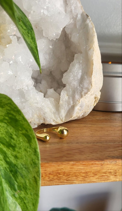 Anillo Doble Bola Oro 18K