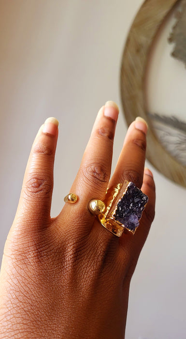 Anillo Doble Bola Oro 18K