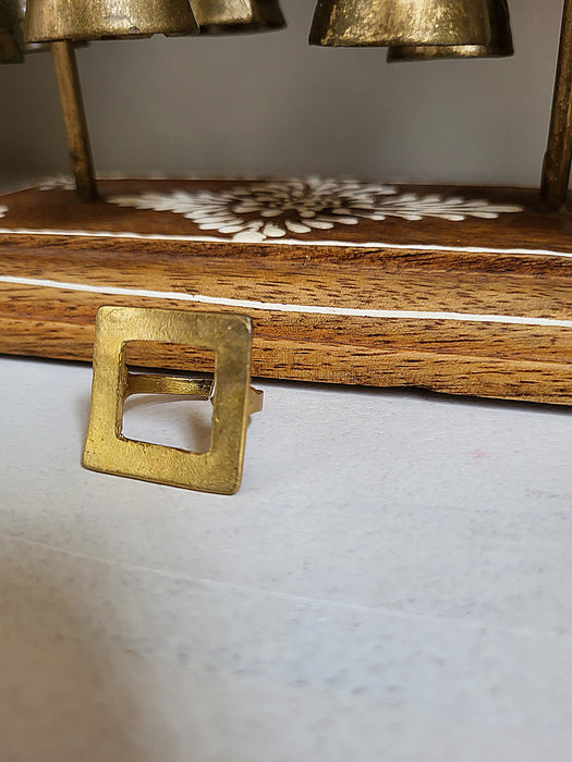 Squared Brass Ring -  Moon Goddess