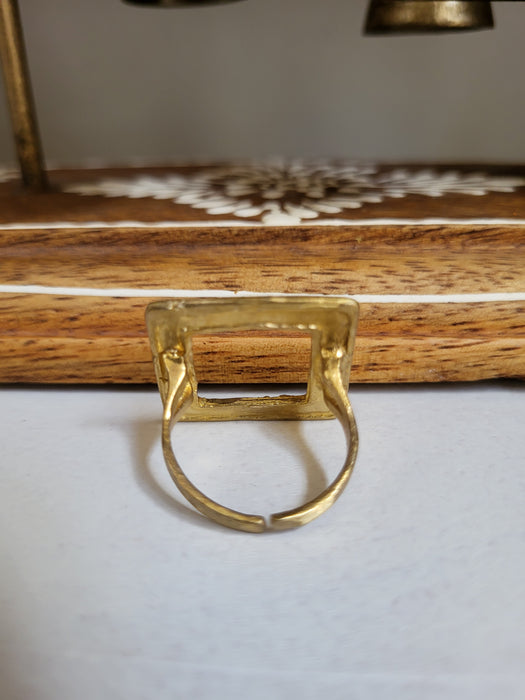 Squared Brass Ring -  Moon Goddess