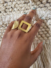 Squared Brass Ring -  Moon Goddess