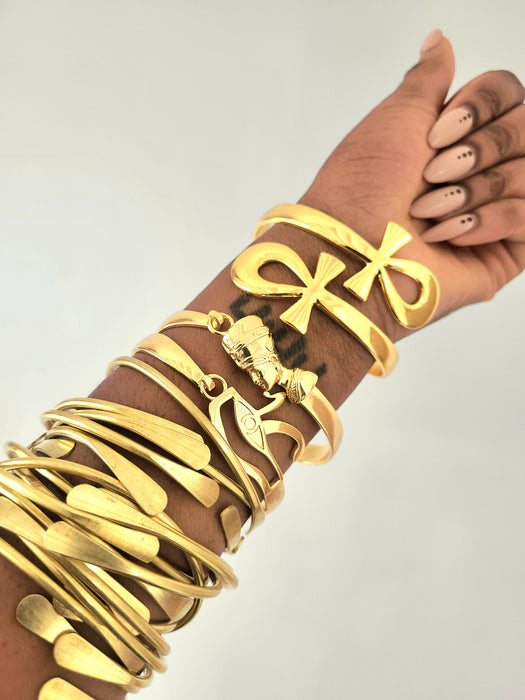 Egyptian brass bangles handcrafted spiritual jewelry set by Moon Goddess