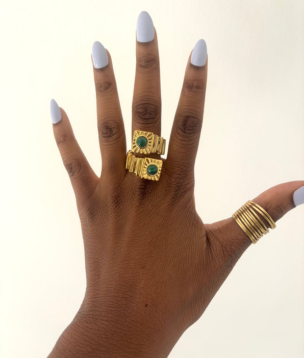 Sun Goddess Geometric Statement Ring