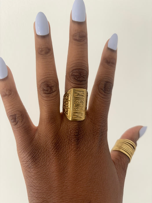 Naru African Brass Geometric Ring