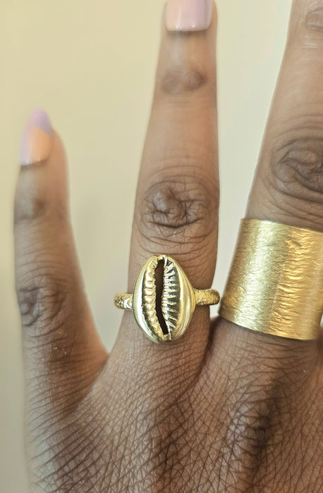 Divine Cowrie Shell Ring -  Moon Goddess