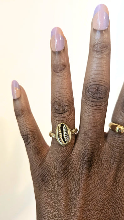 Divine Cowrie Shell Ring -  Moon Goddess