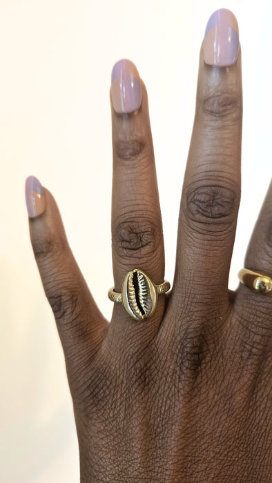 Divine Cowrie Shell Ring -  Moon Goddess