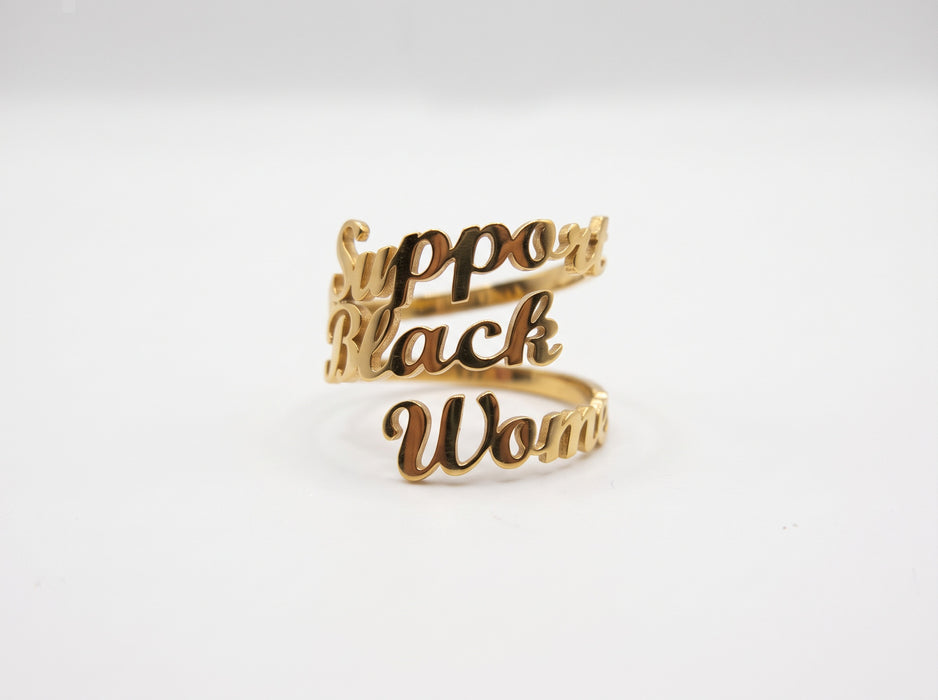 Support Black Women 18K Gold Plated Ring