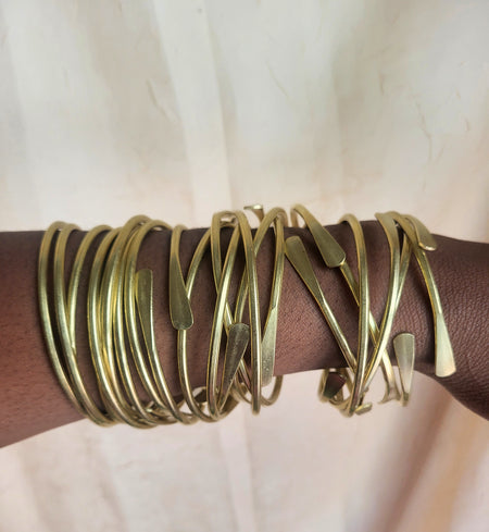 Raw Brass Coil Bangles -  Moon Goddess