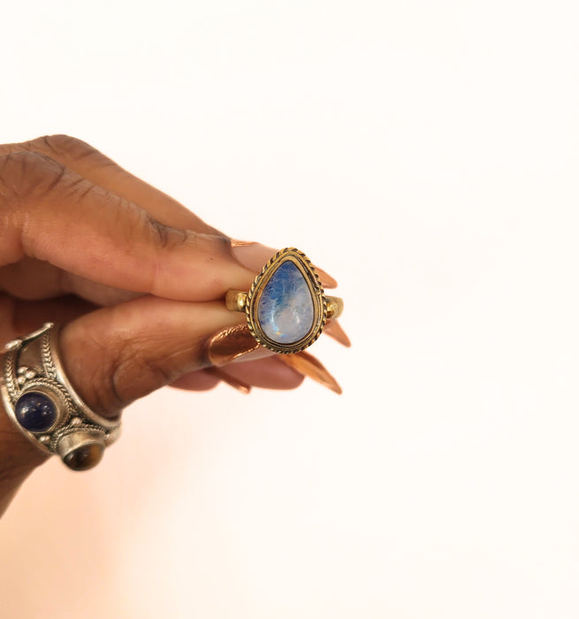 Brass/Copper Moonstone Ring