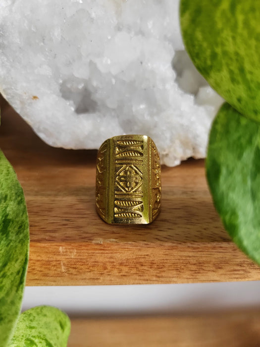 Naru African Brass Geometric Ring