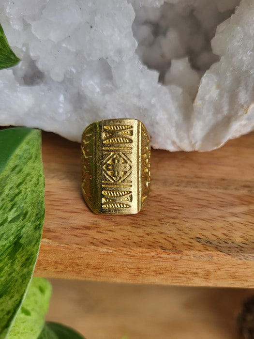 Naru African Brass Geometric Ring