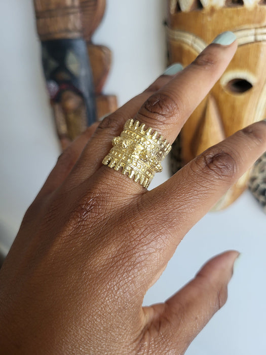 Empress Brass Geometric Statement Ring