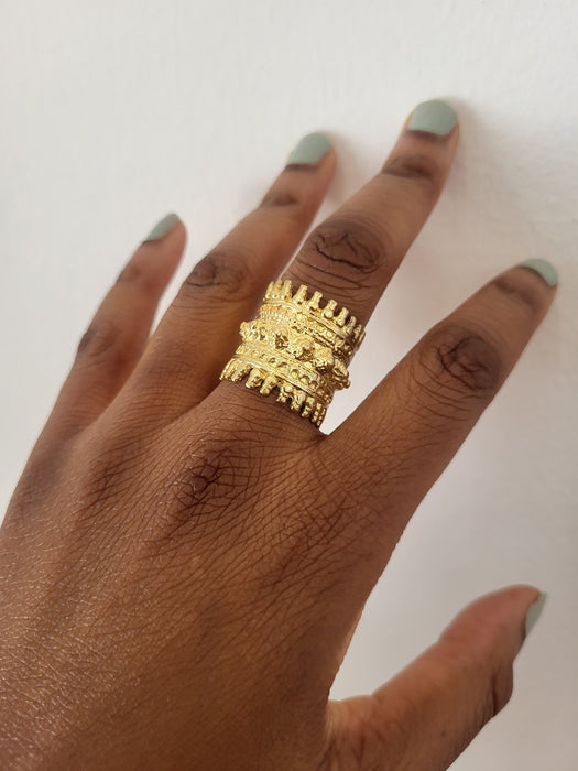 Empress Brass Geometric Statement Ring