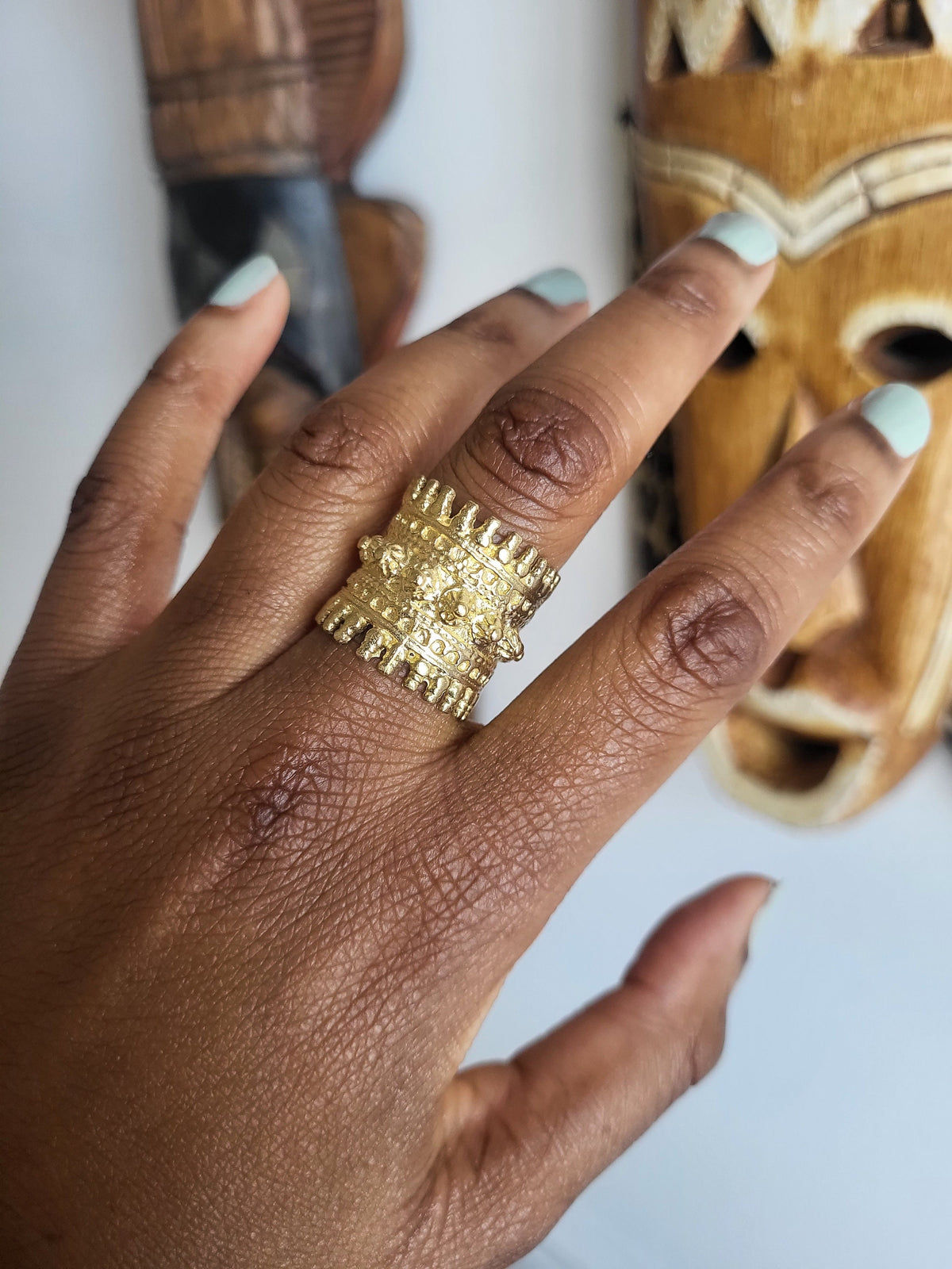 Empress Brass Geometric Ring | Handcrafted Statement Jewelry