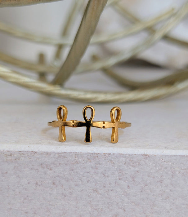 Gold Dainty Ankh Ring