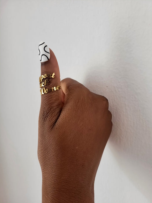 Bague de soutien pour femmes noires en plaqué or