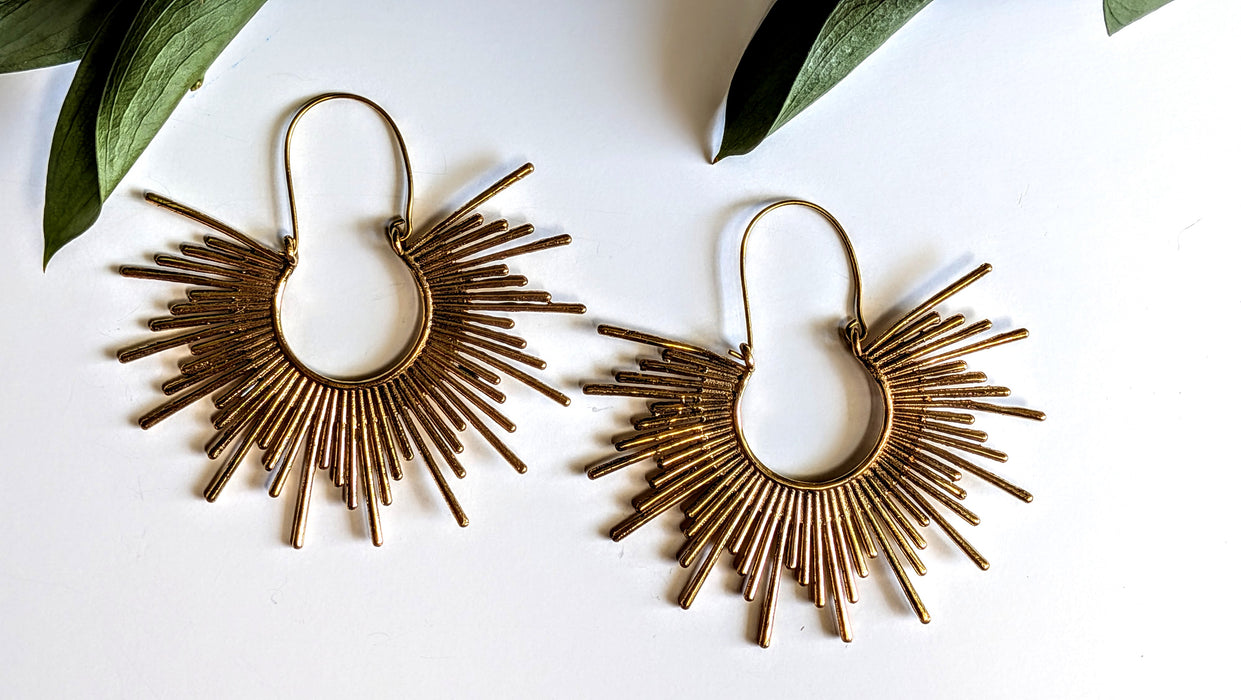 Sunburst Brass Hoops
