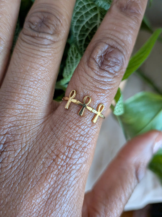 Gold Dainty Ankh Ring
