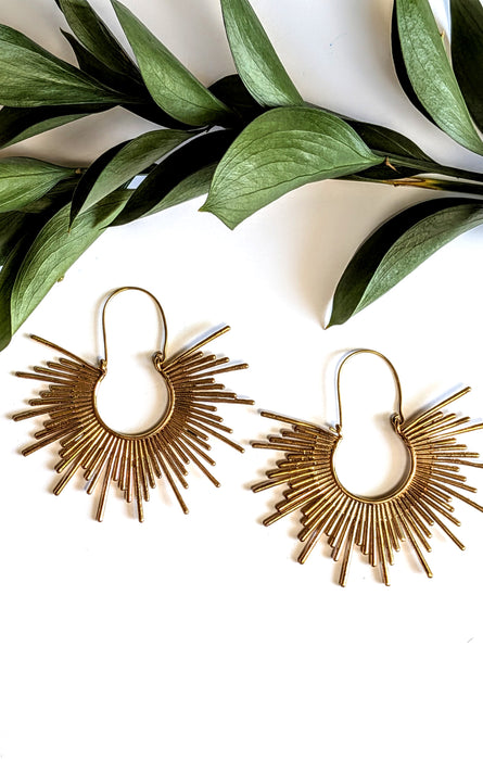 Sunburst Brass Hoops