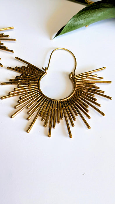Sunburst Brass Hoops