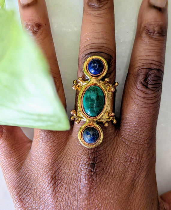Lapis & Malachite Temple Ring