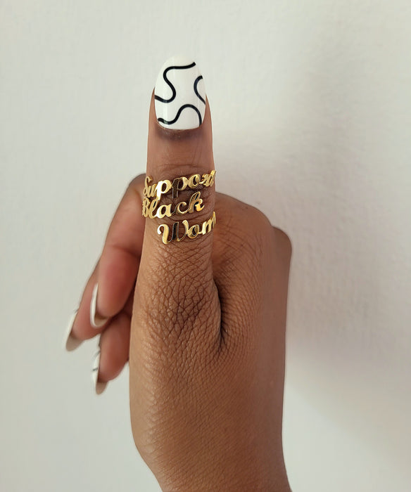 Bague de soutien pour femmes noires en plaqué or