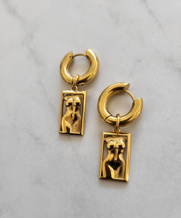 Ensemble pendentif et créoles pour femme aborigène