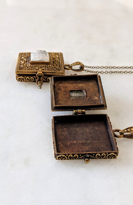 Moonstone Brass Keepsake Locket