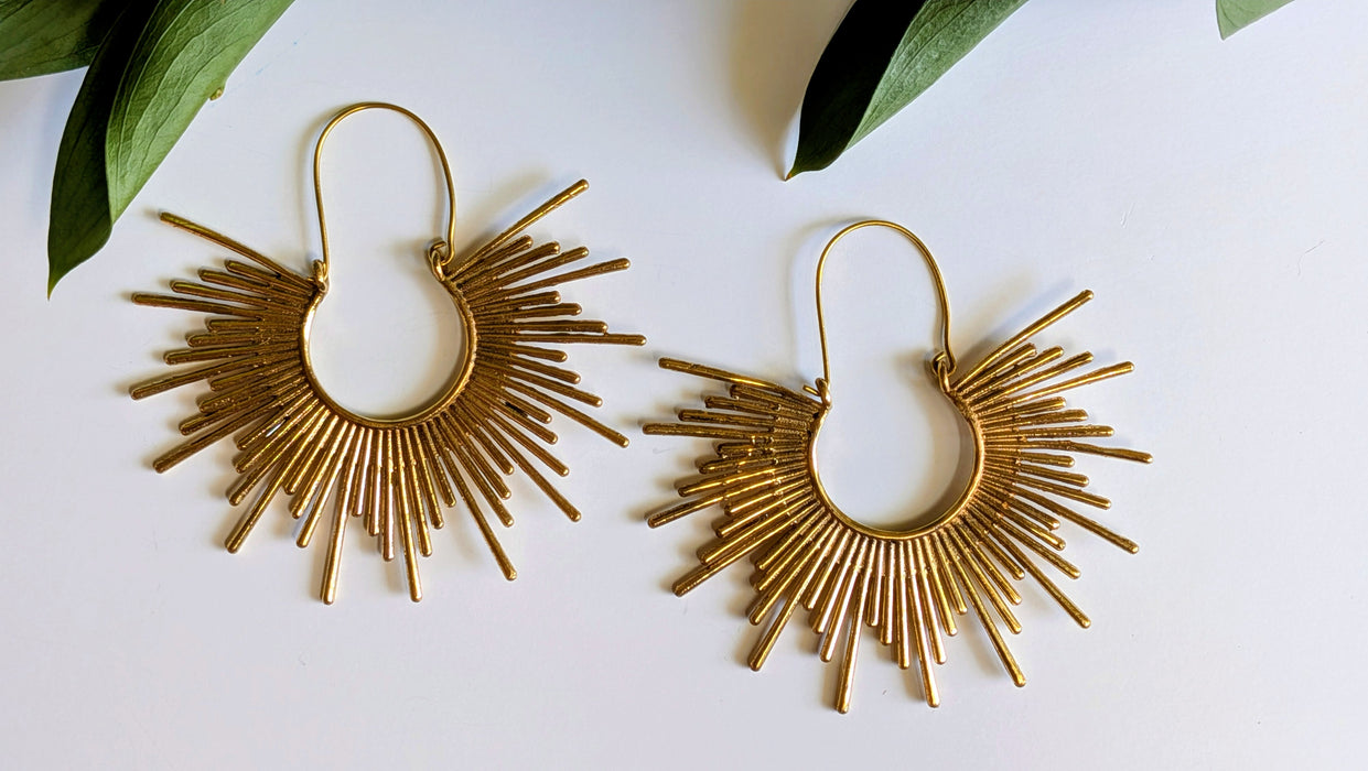 Sunburst Brass Hoops