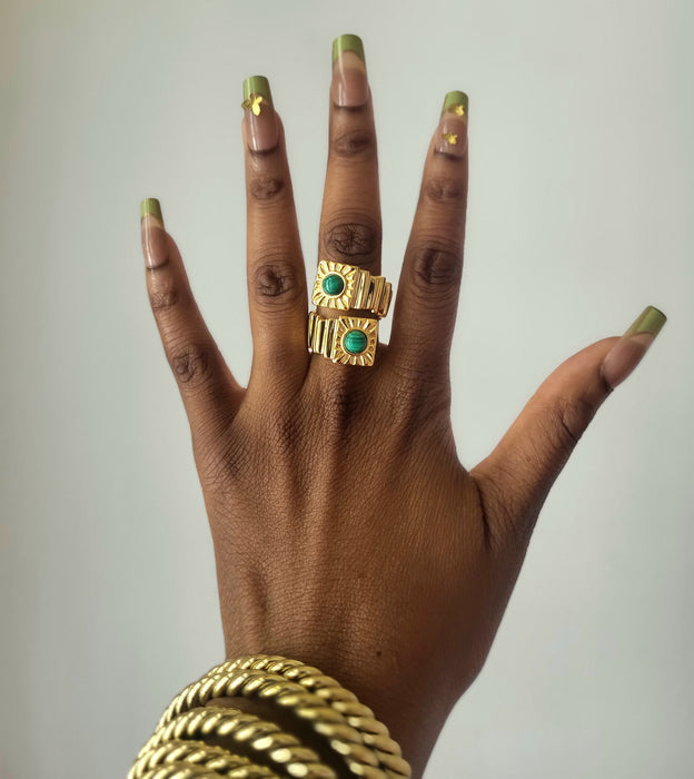 Sun Goddess Geometric Statement Ring