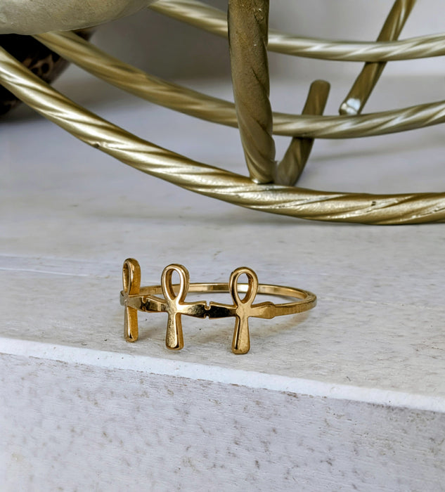 Gold Dainty Ankh Ring