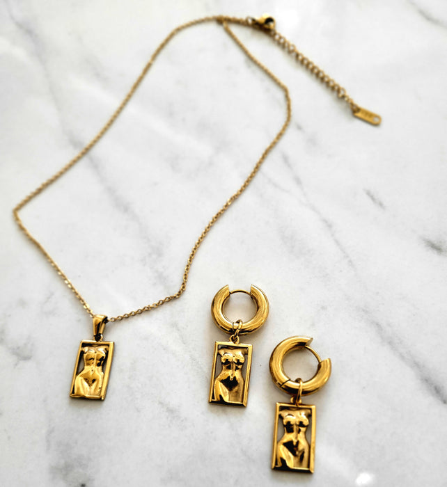 Ensemble pendentif et créoles pour femme aborigène