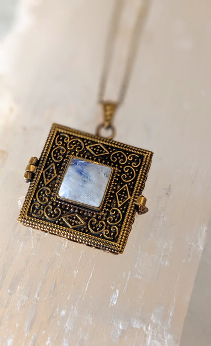 Moonstone Brass Keepsake Locket