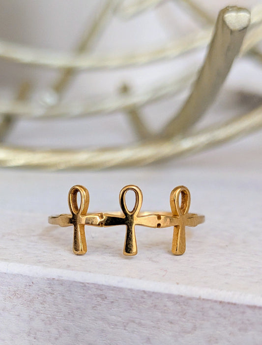 Gold Dainty Ankh Ring