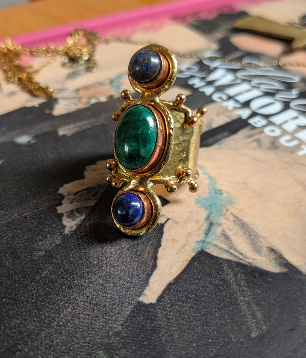 Lapis & Malachite Temple Ring
