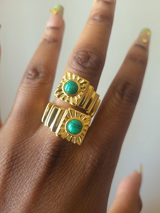 Sun Goddess Geometric Statement Ring