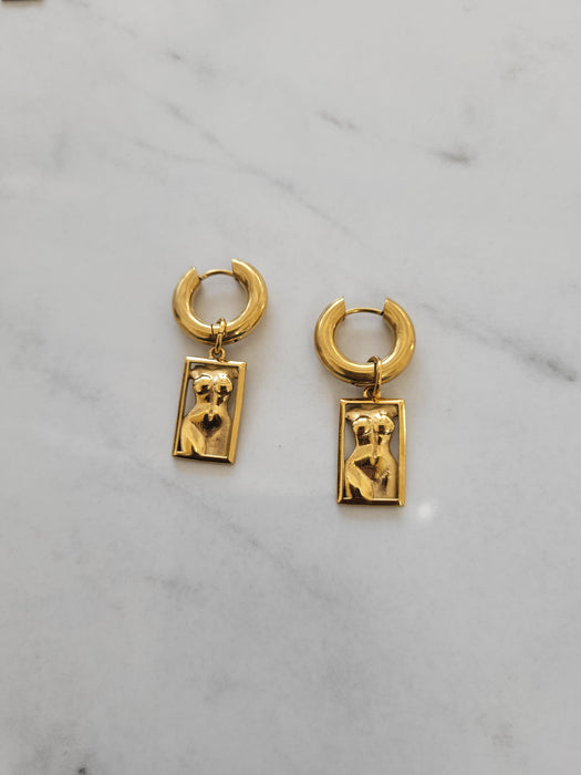 Ensemble pendentif et créoles pour femme aborigène
