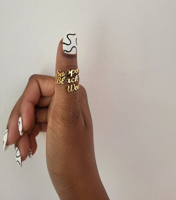 Bague de soutien pour femmes noires en plaqué or