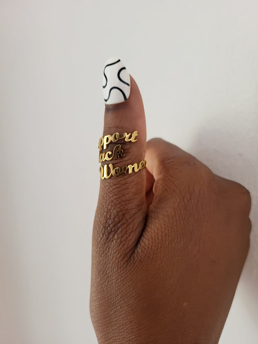 Bague de soutien pour femmes noires en plaqué or