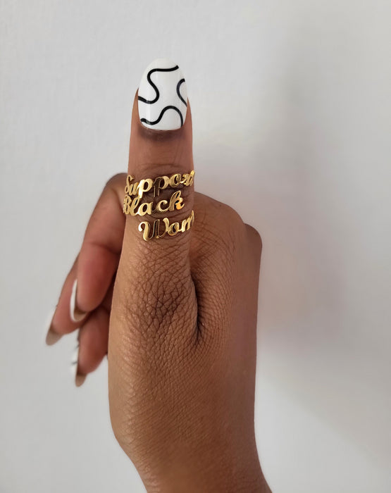 Bague de soutien pour femmes noires en plaqué or