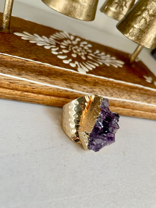 Anillo de racimo de amatista